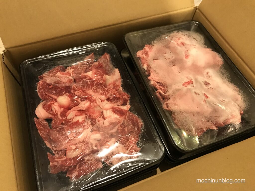 ふるさと納税の返礼品　牛肉切り落とし画像